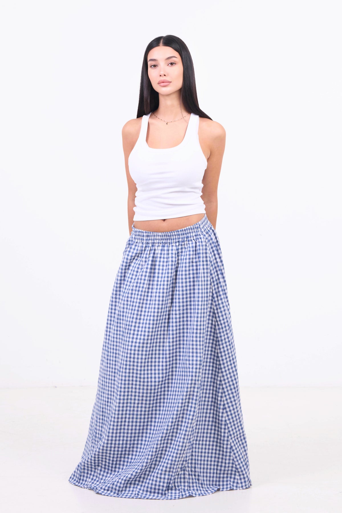 Picnic Check Skirt - Dark Blue