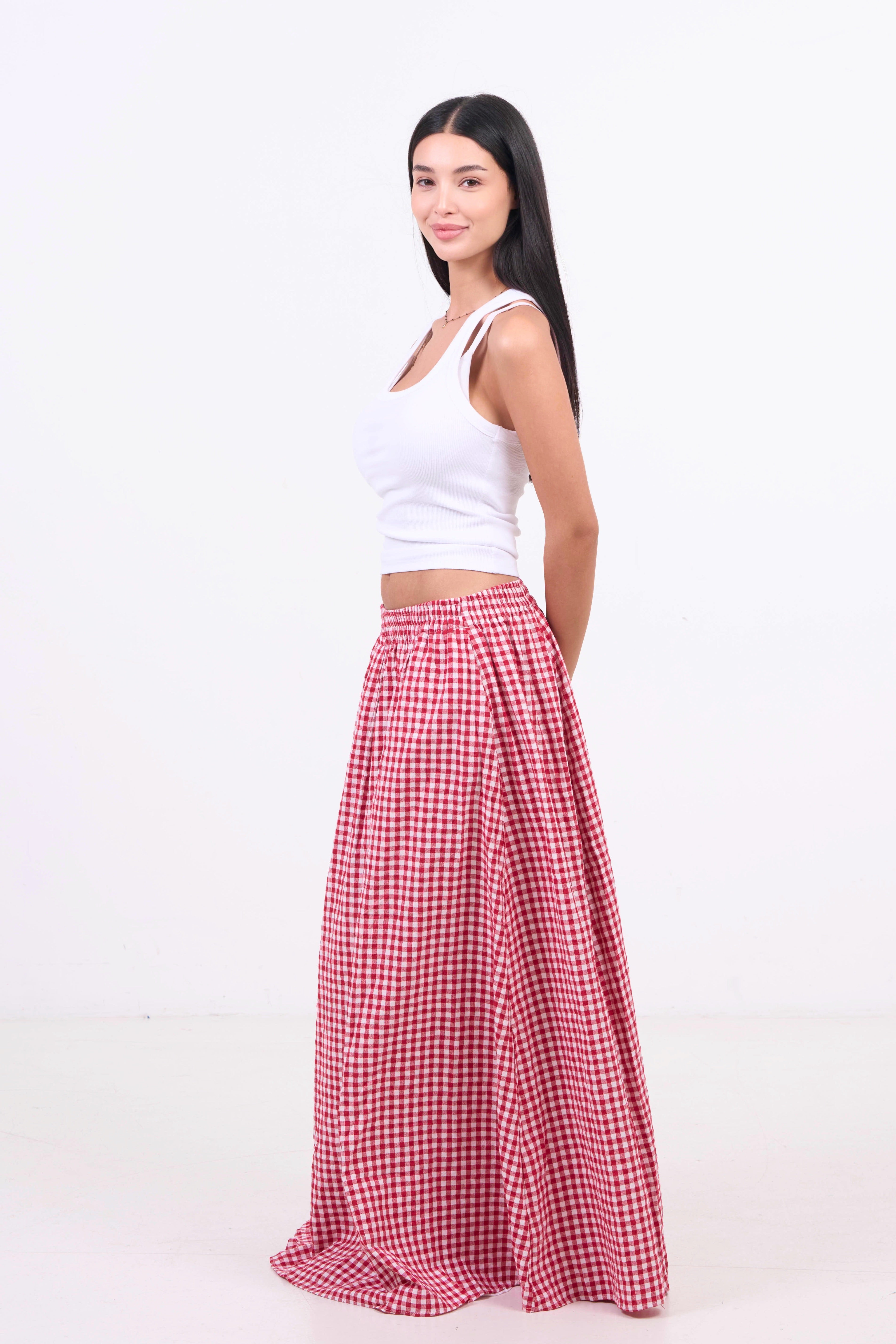 Picnic Check Skirt - Red