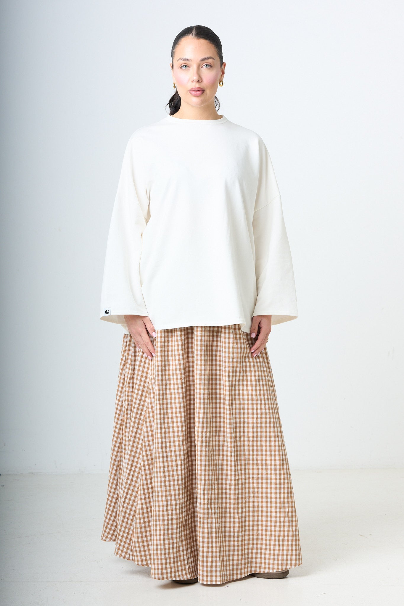 Plaid Maxi Skirt - Orange