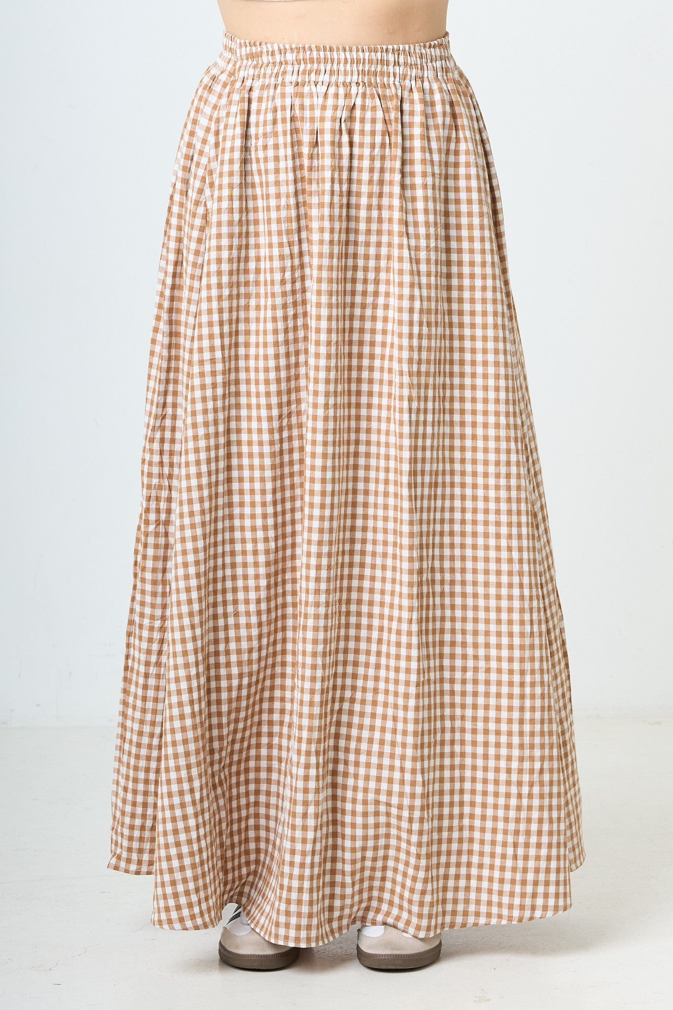 Plaid Maxi Skirt - Orange