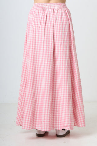 Plaid Maxi Skirt - Pink