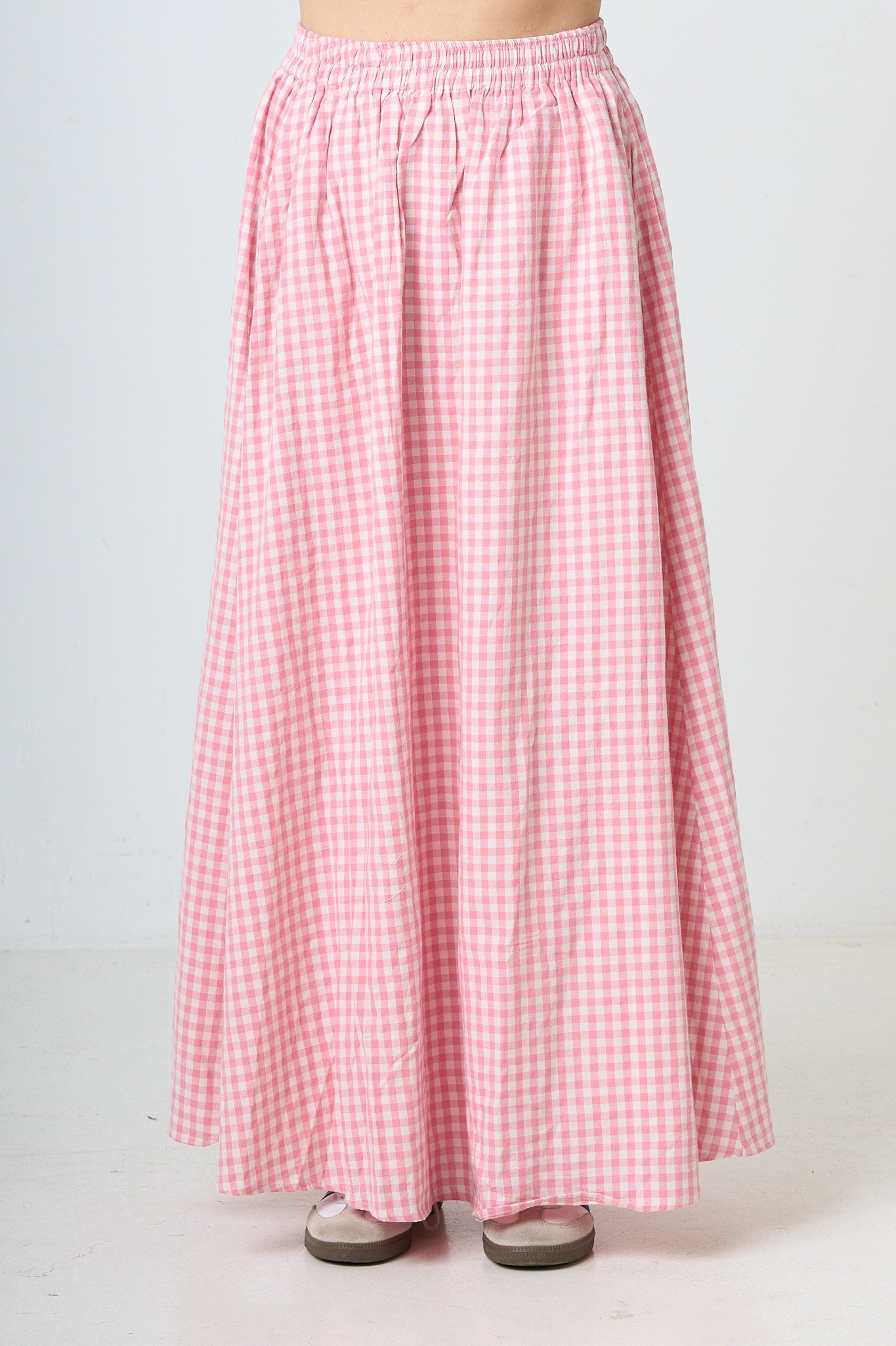 Plaid Maxi Skirt - Pink