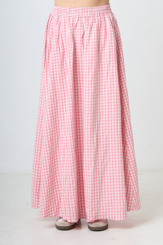 Plaid Maxi Skirt - Pink