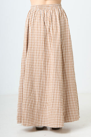Plaid Maxi Skirt - Orange