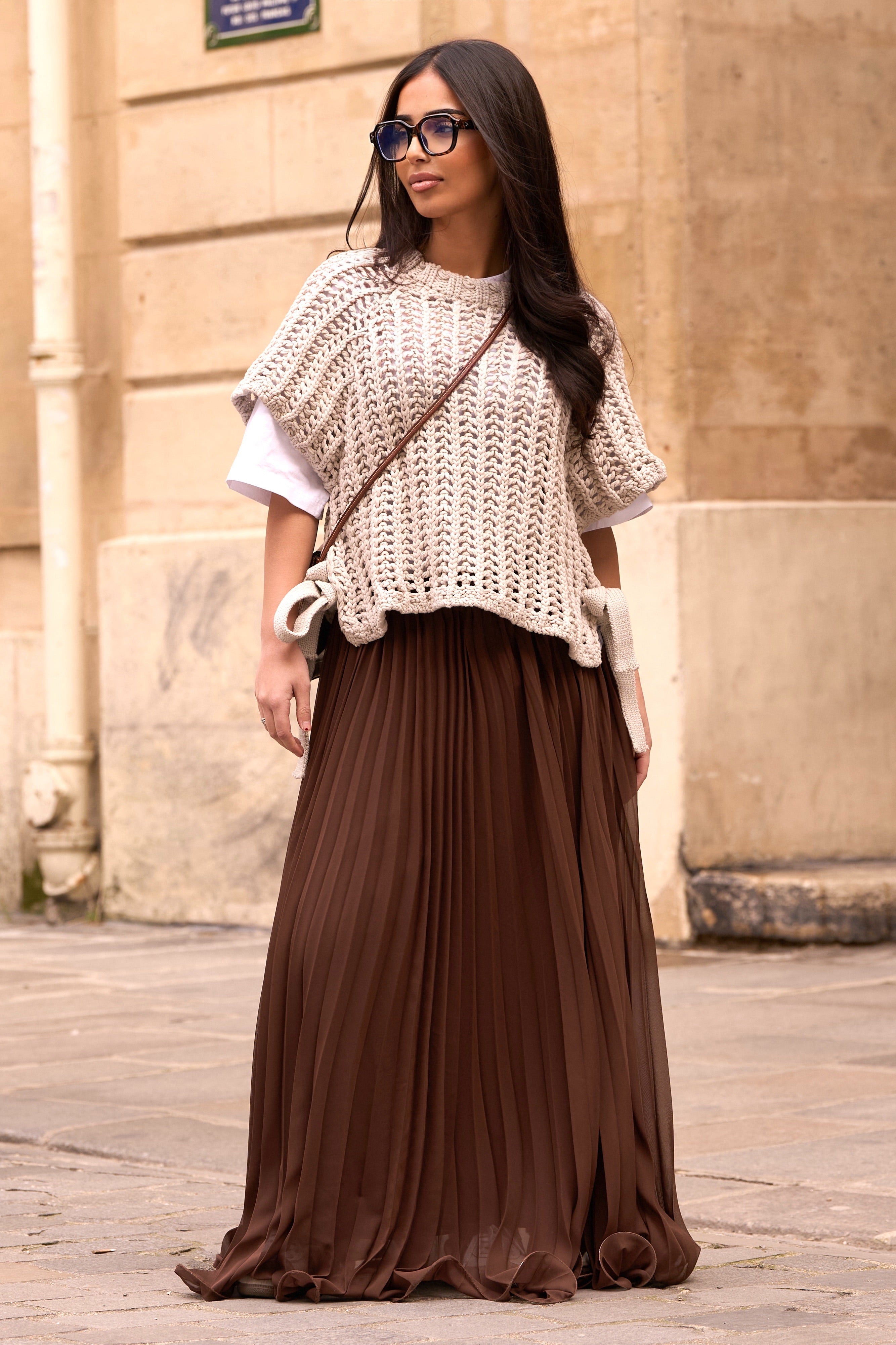 Plisse Skirt - Brown