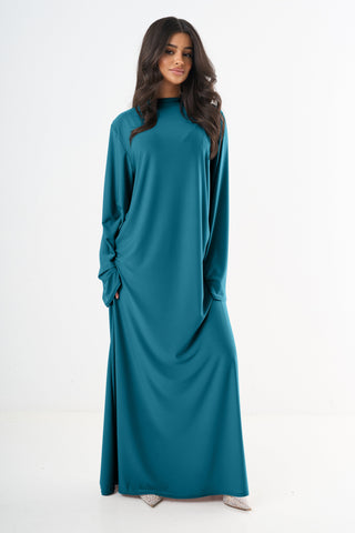 Premium Jersey Abaya - Deep Teal