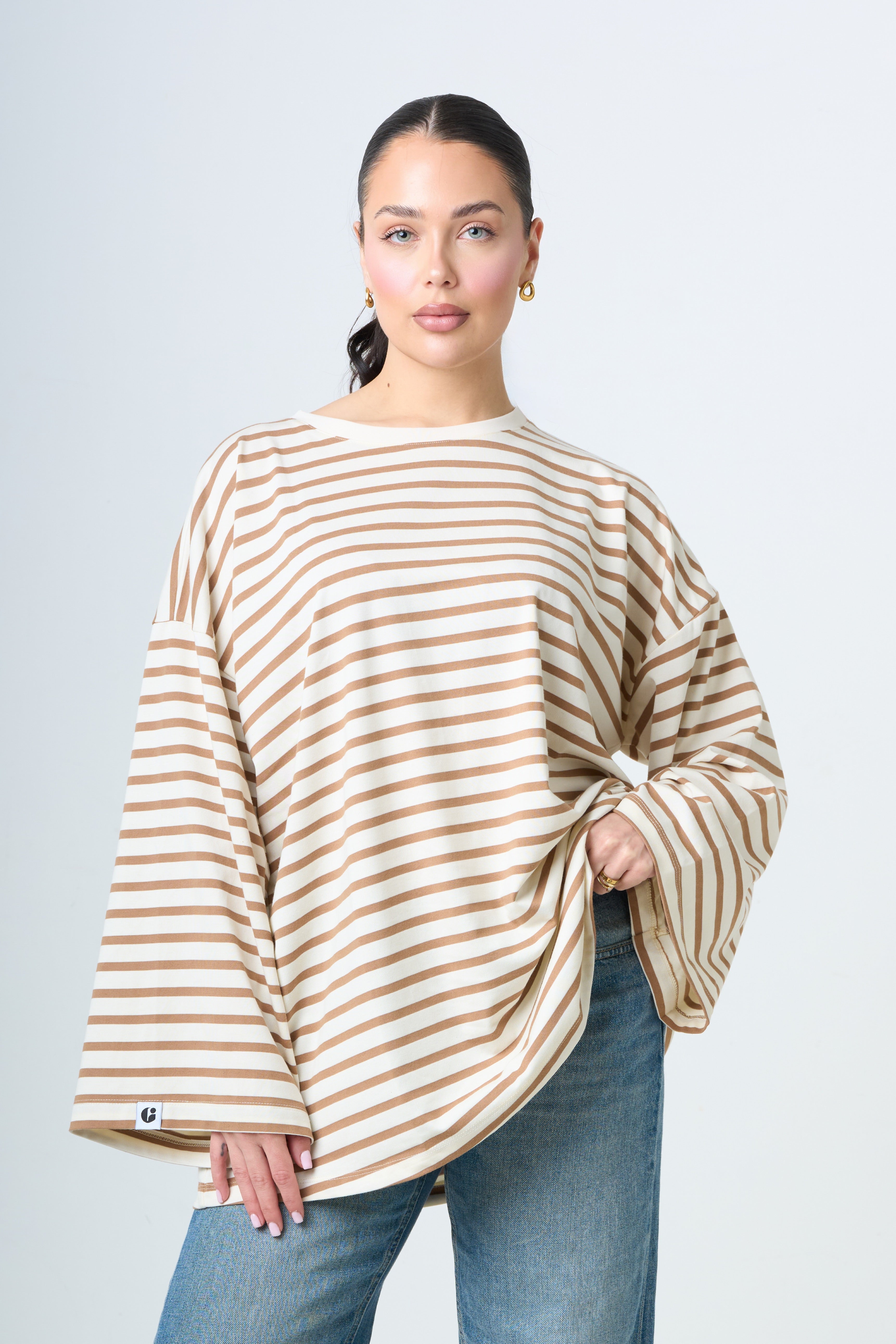 Premium Longsleeve Striped - Taupe