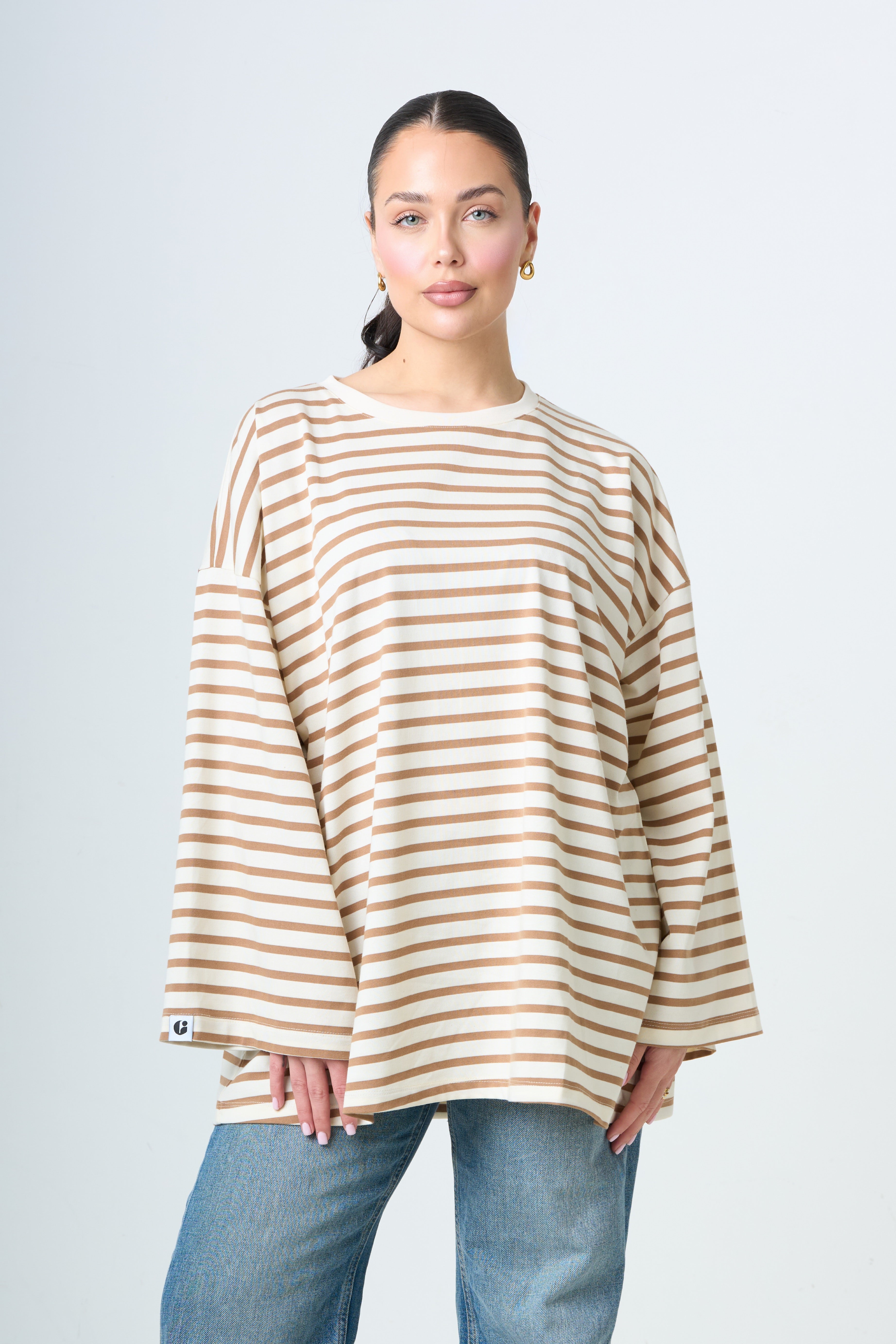 Premium Longsleeve Striped - Taupe