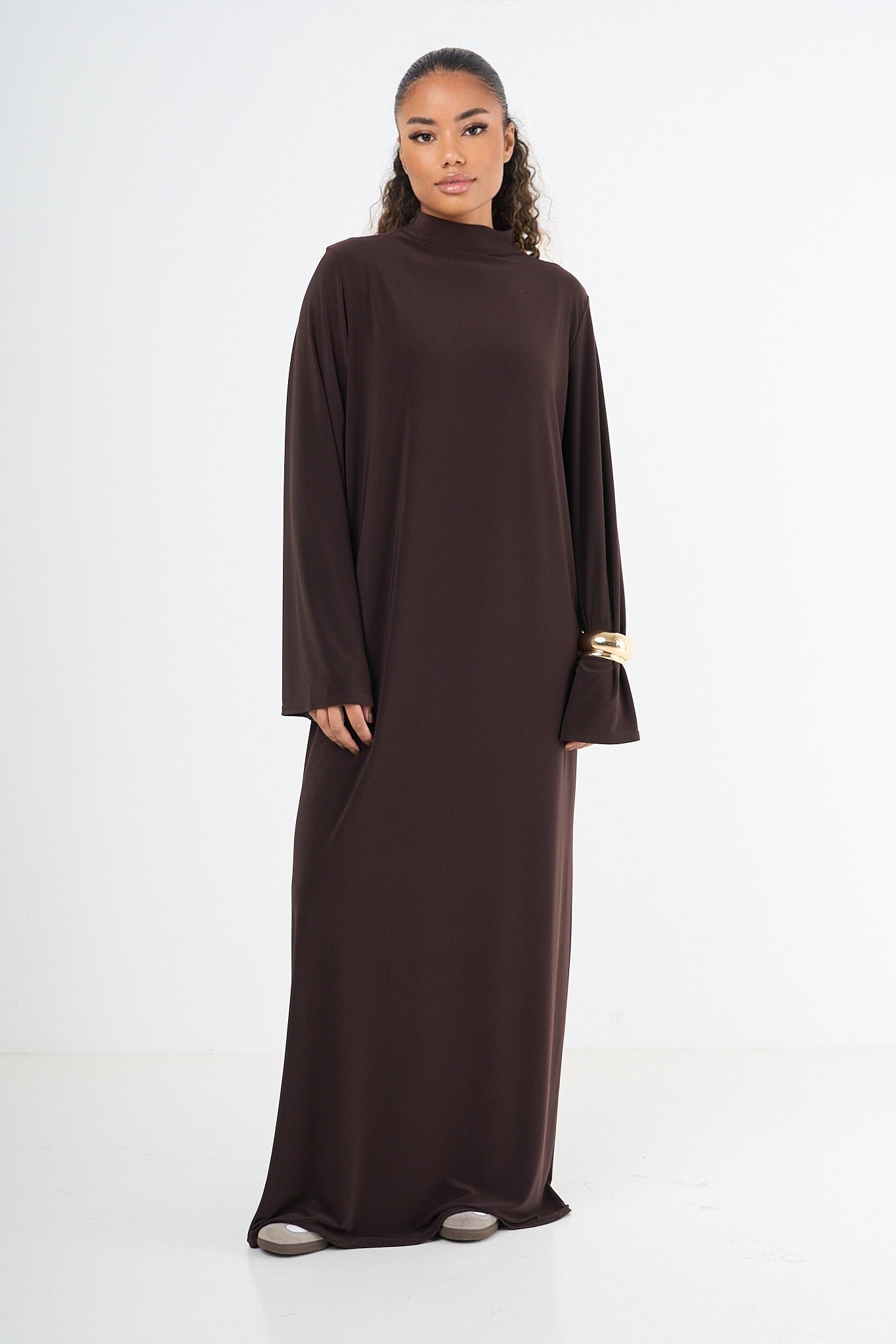 Premium Jersey Abaya - Brown