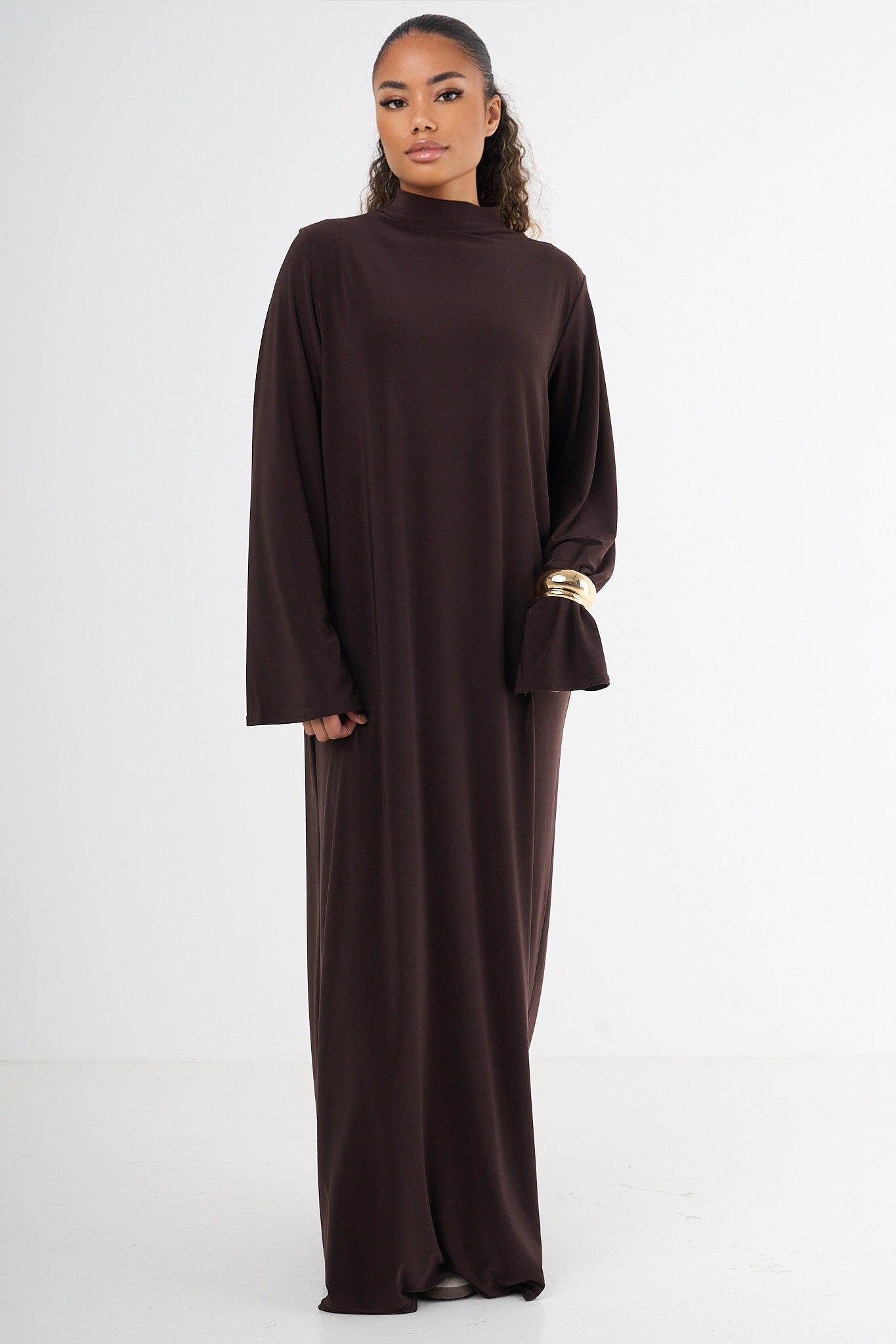 Premium Jersey Abaya - Brown