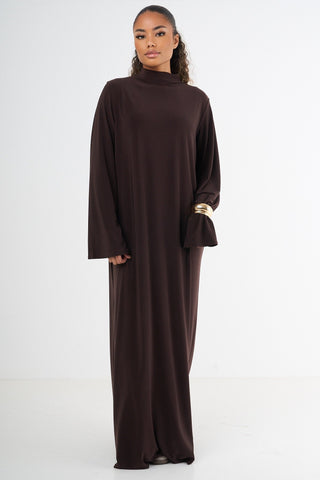 Premium Jersey Abaya - Brown