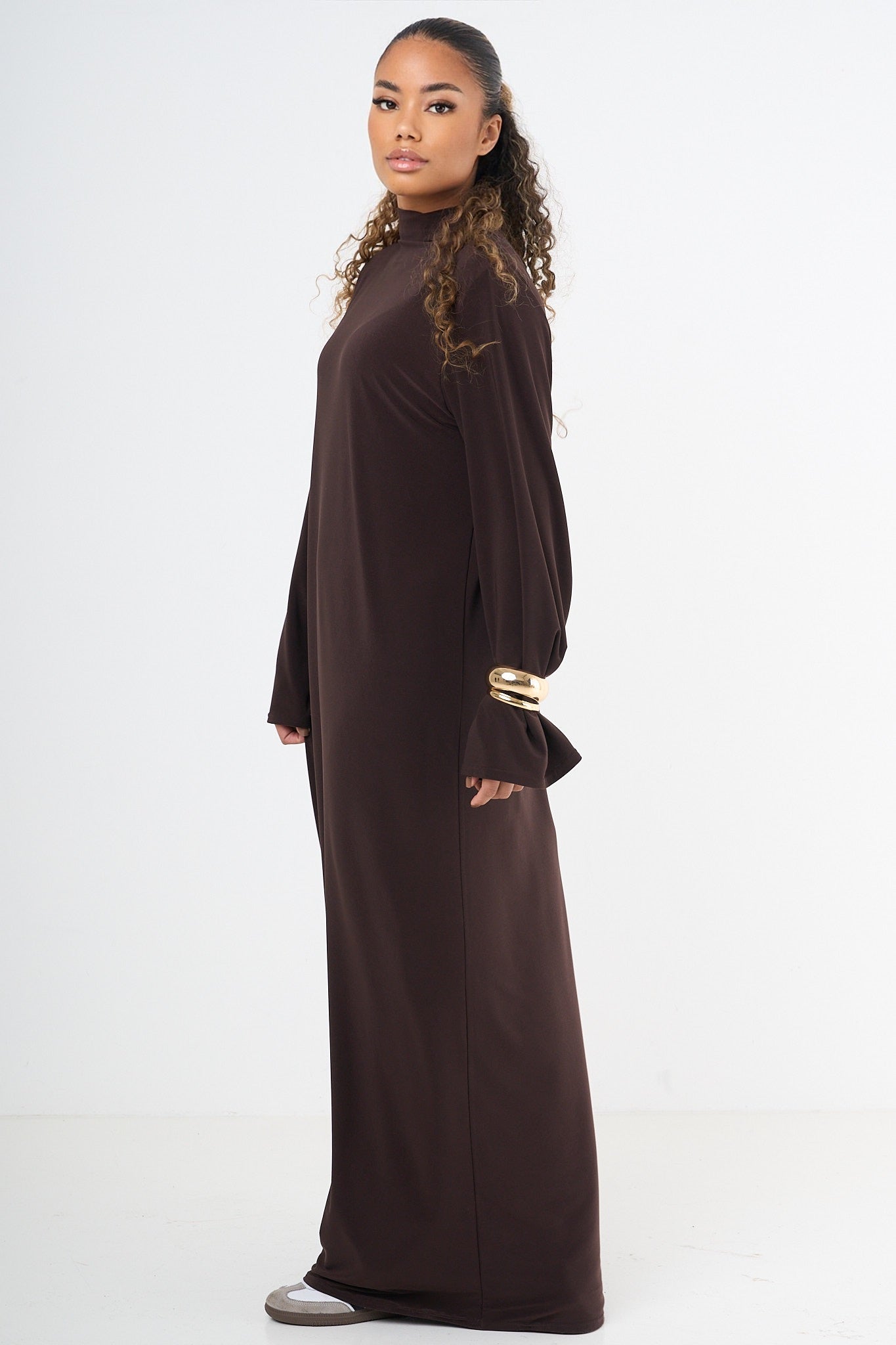Premium Jersey Abaya - Brown