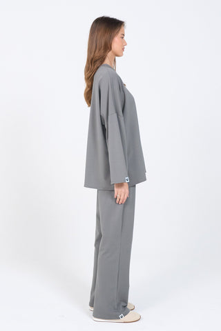 Oversized Long-sleeved T-shirt - Grey