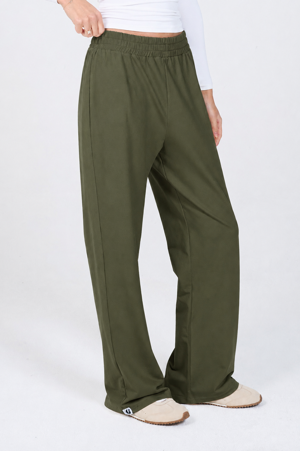 Relaxed Wide-Leg Pants - Olive