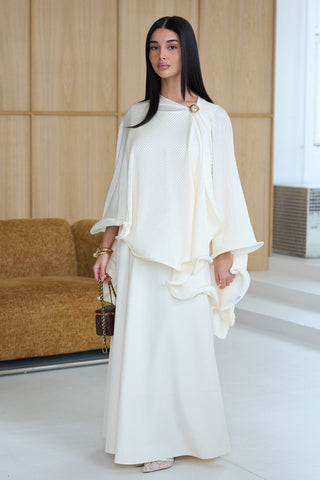 Ruffle poncho - Cream