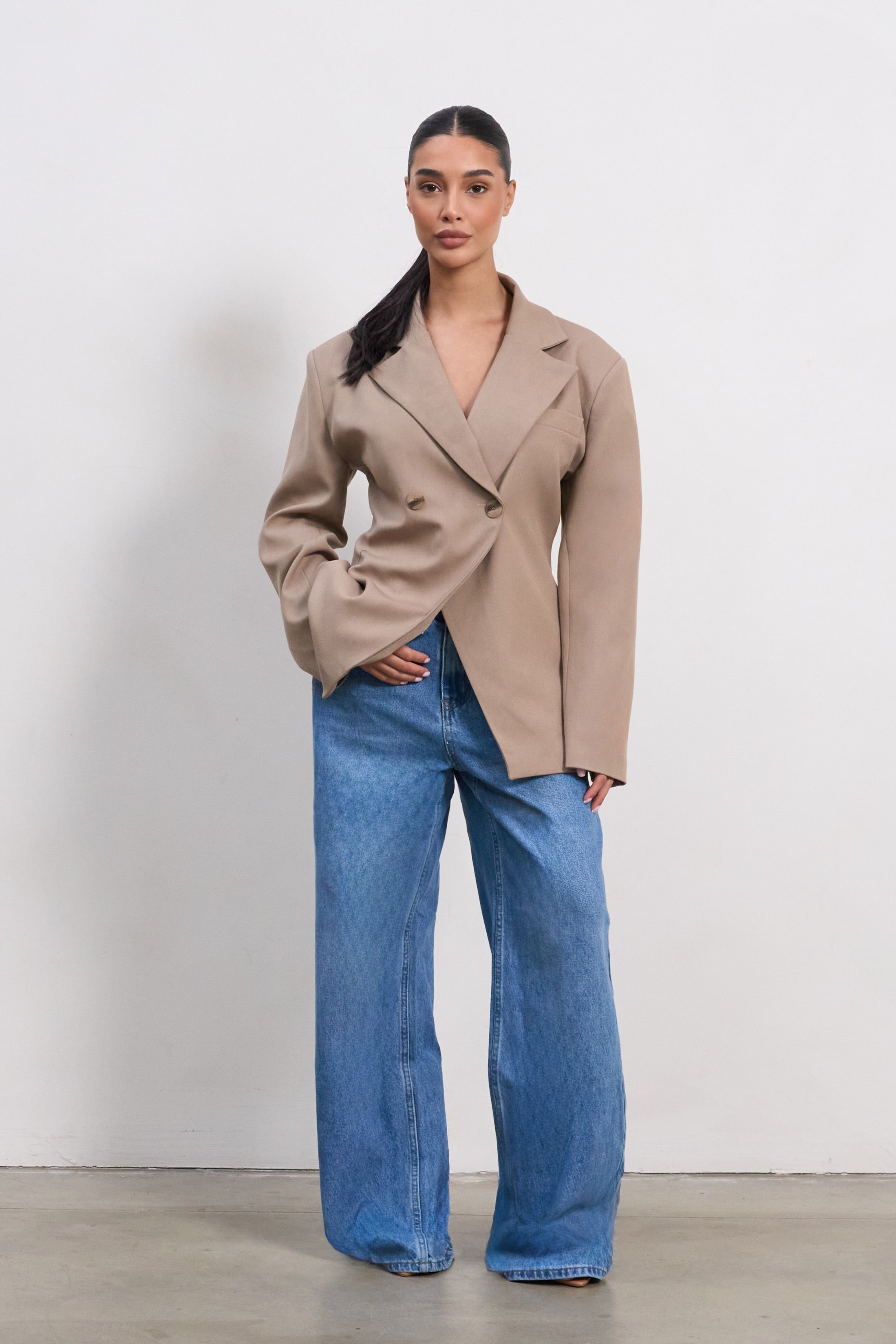 Sandstone Double-Breasted Blazer