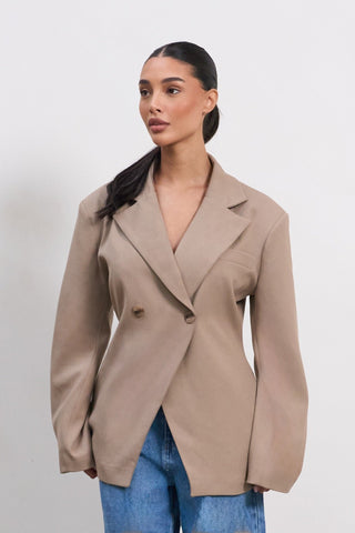 Sandstone Double-Breasted Blazer