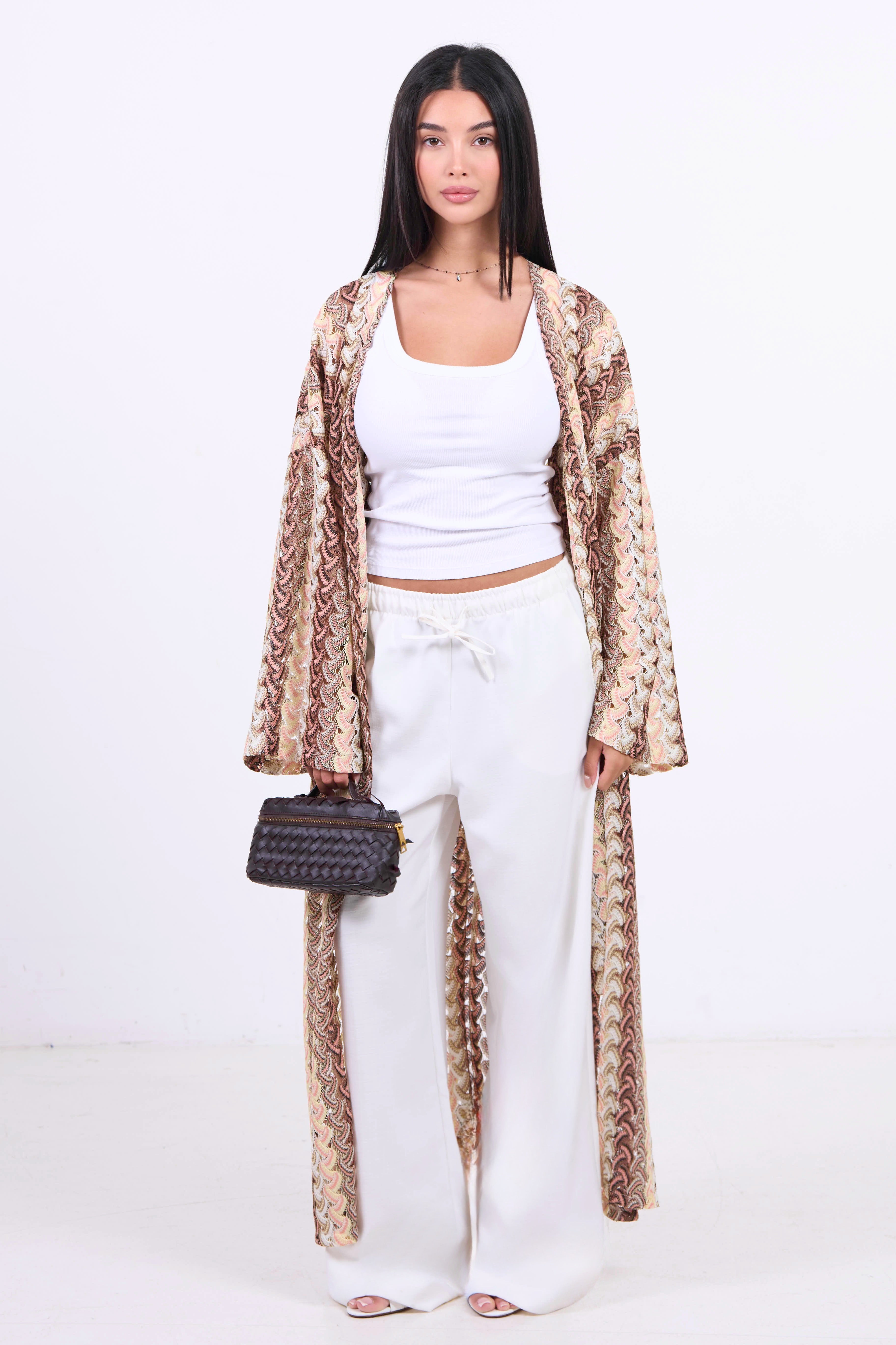 Summer Wave Kimono - Brown