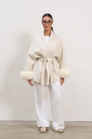 The Luxe Wool Wrap Coat - White