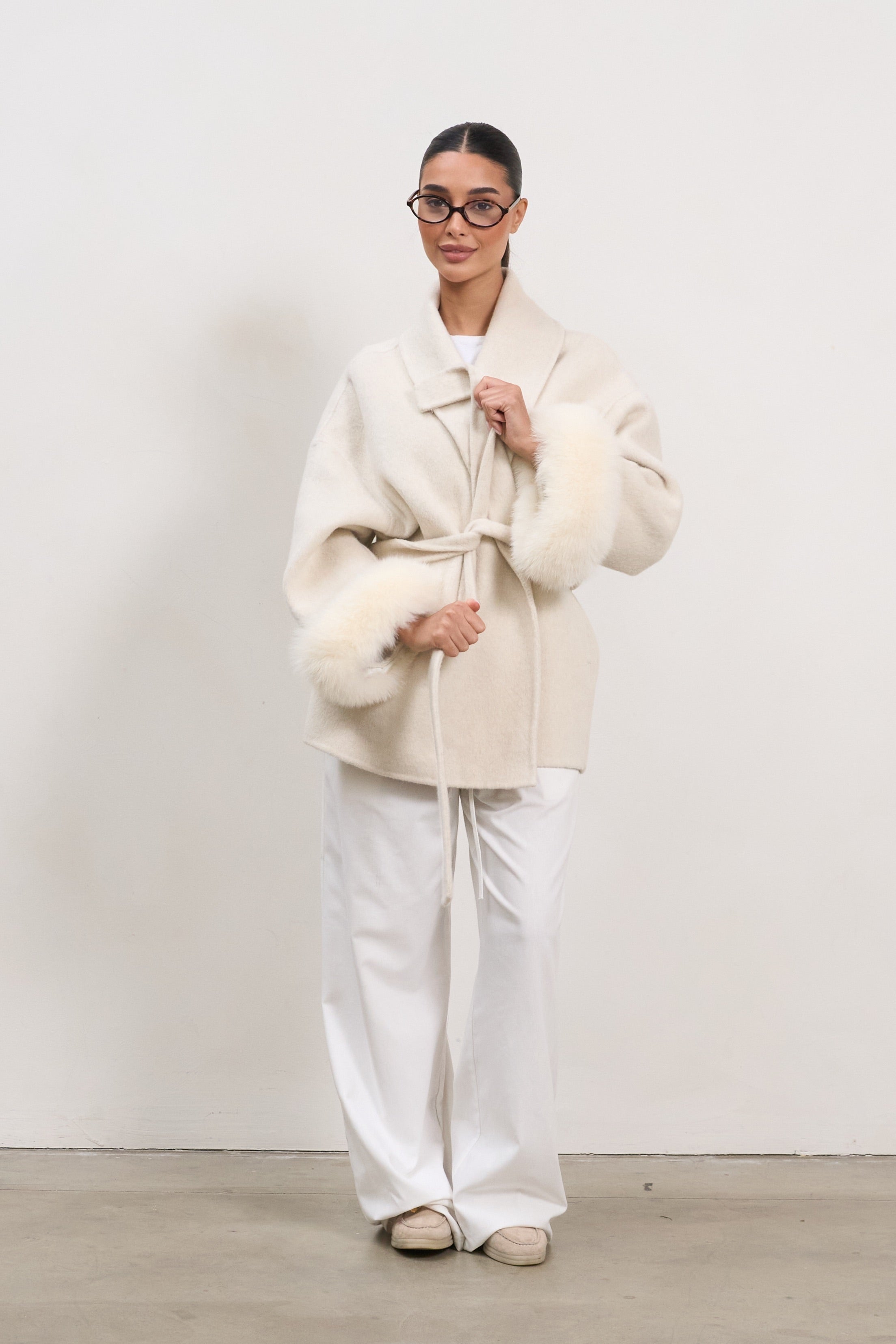 The Luxe Wool Wrap Coat - White