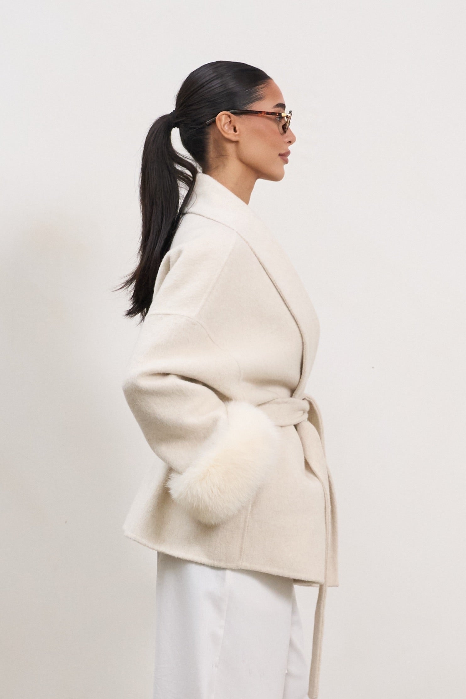 The Luxe Wool Wrap Coat - White