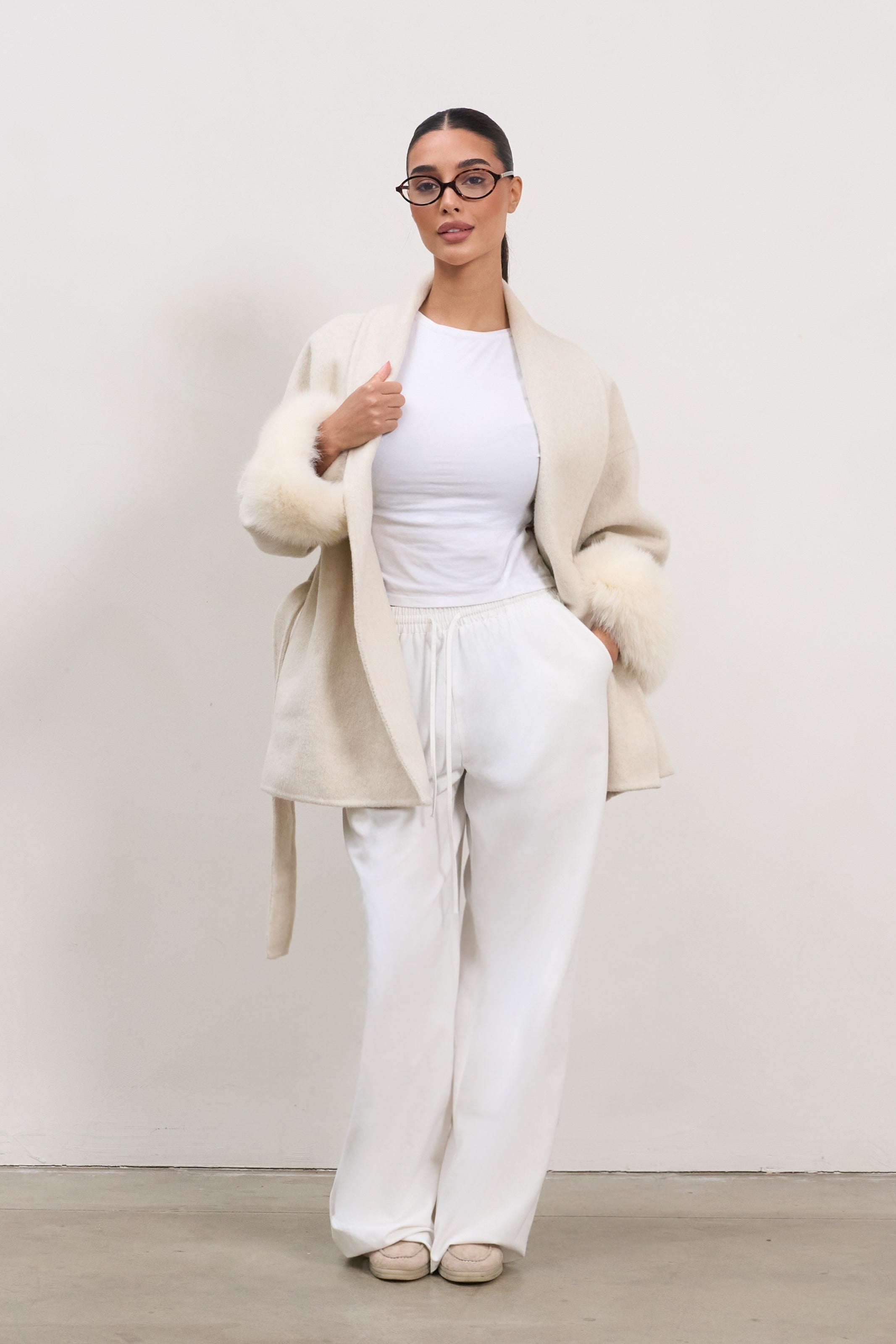 The Luxe Wool Wrap Coat - White