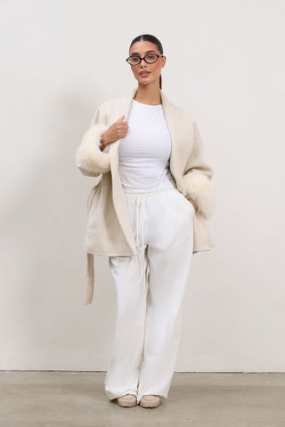The Luxe Wool Wrap Coat - White