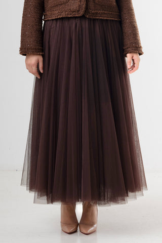 Tulle Maxi Skirt - Brown