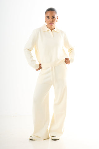 V-neck Knitwear Set - Cream