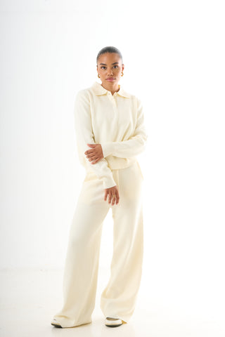 V-neck Knitwear Set - Cream