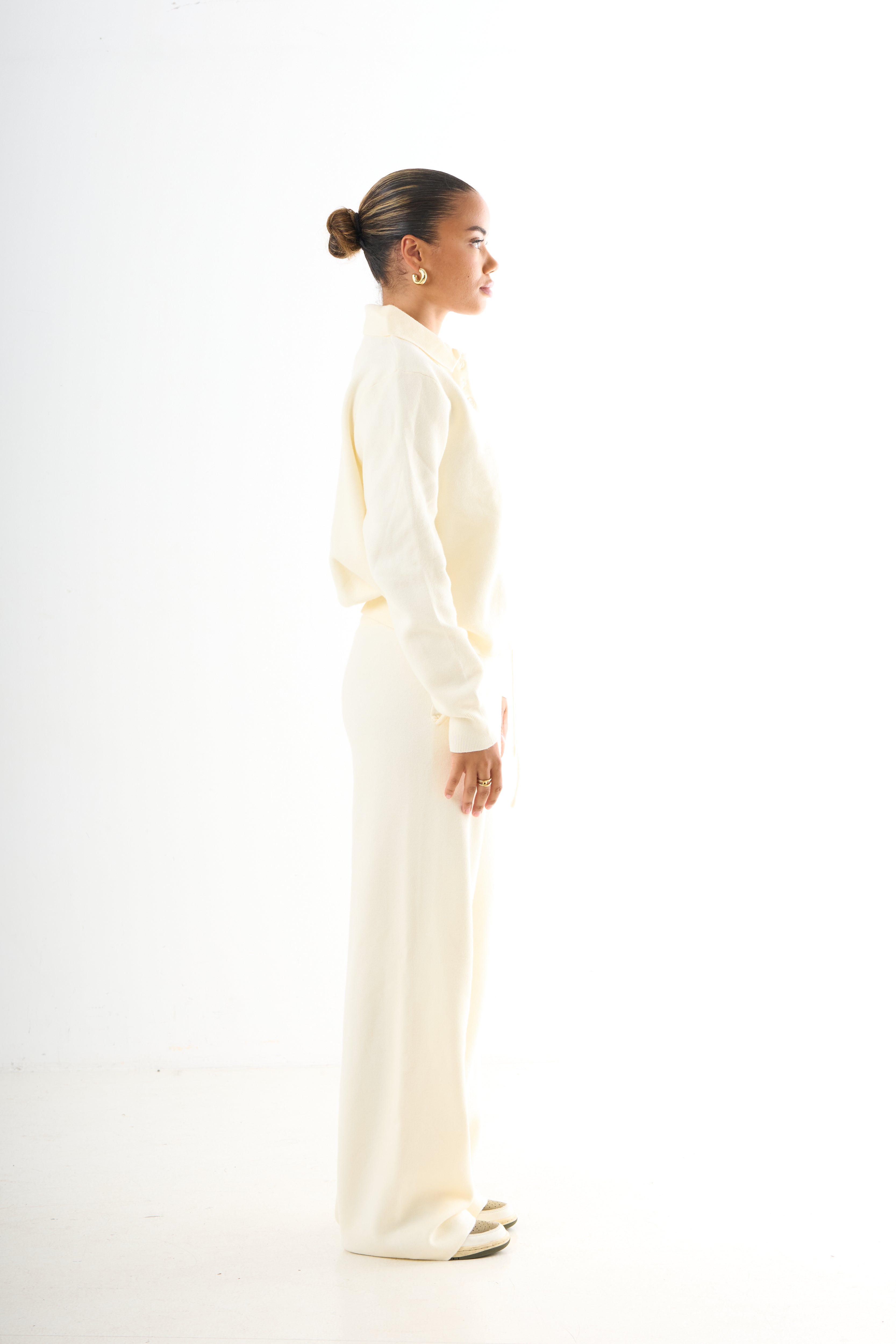 V-neck Knitwear Set - Cream