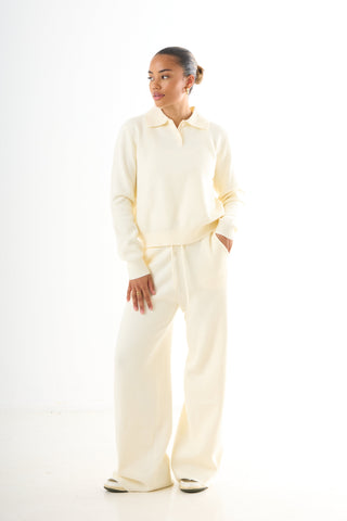 V-neck Knitwear Set - Cream