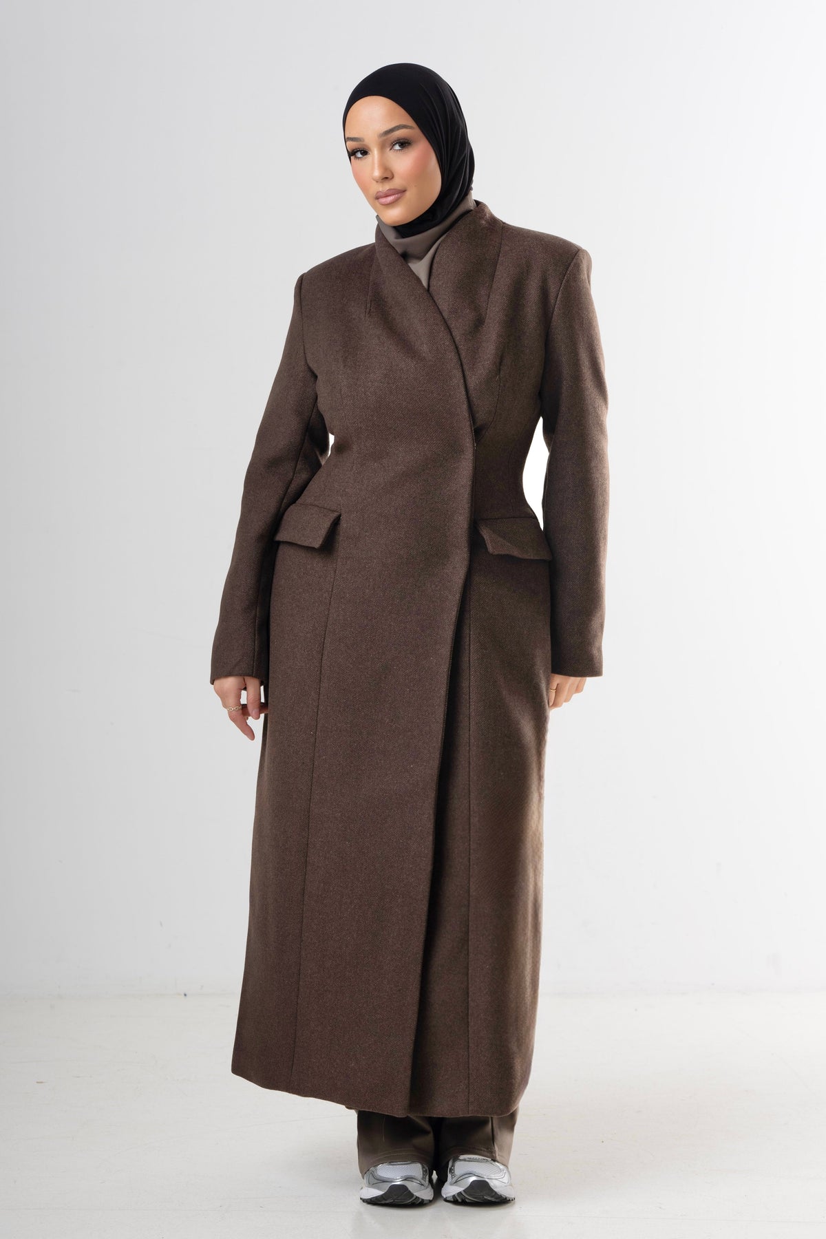 Wool Blend Waist Coat - Brown