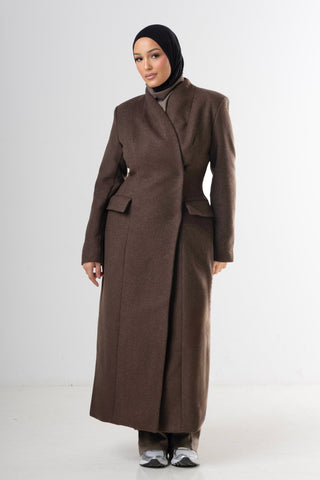 Wool Blend Waist Coat - Brown