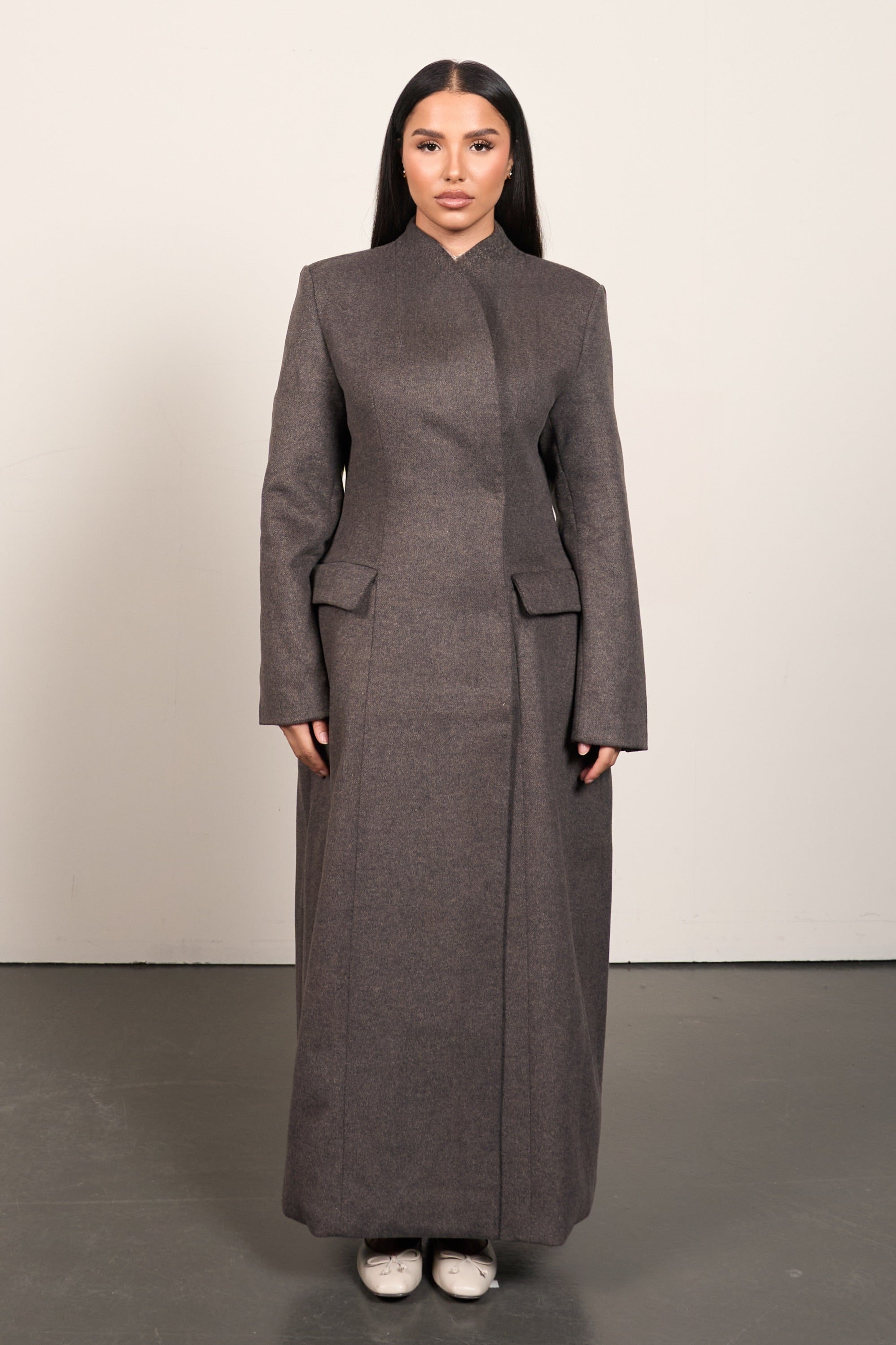 Wool Blend Waist Coat - Taupe
