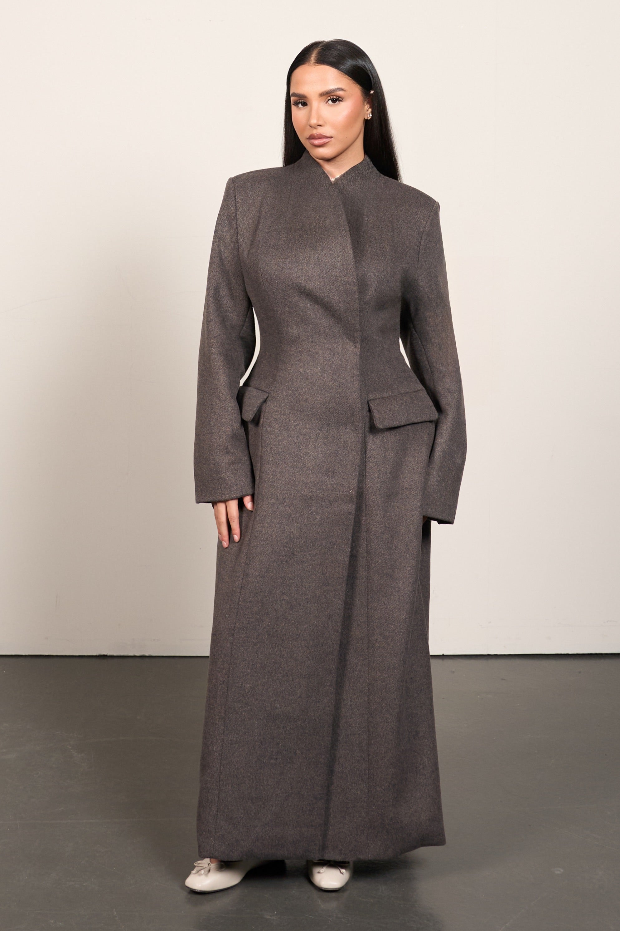 Wool Blend Waist Coat - Taupe