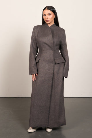 Wool Blend Waist Coat - Taupe