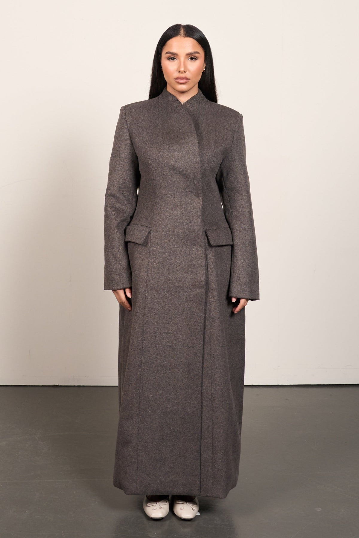 Wool Blend Waist Coat - Taupe