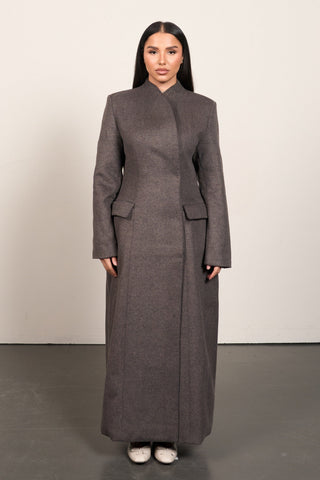 Wool Blend Waist Coat - Taupe