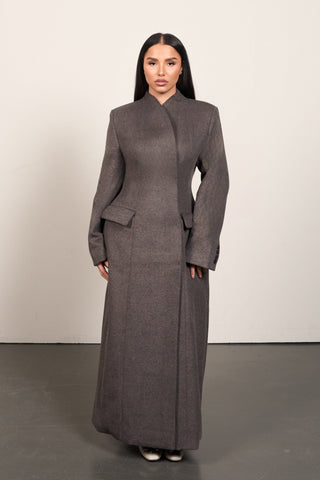 Wool Blend Waist Coat - Taupe