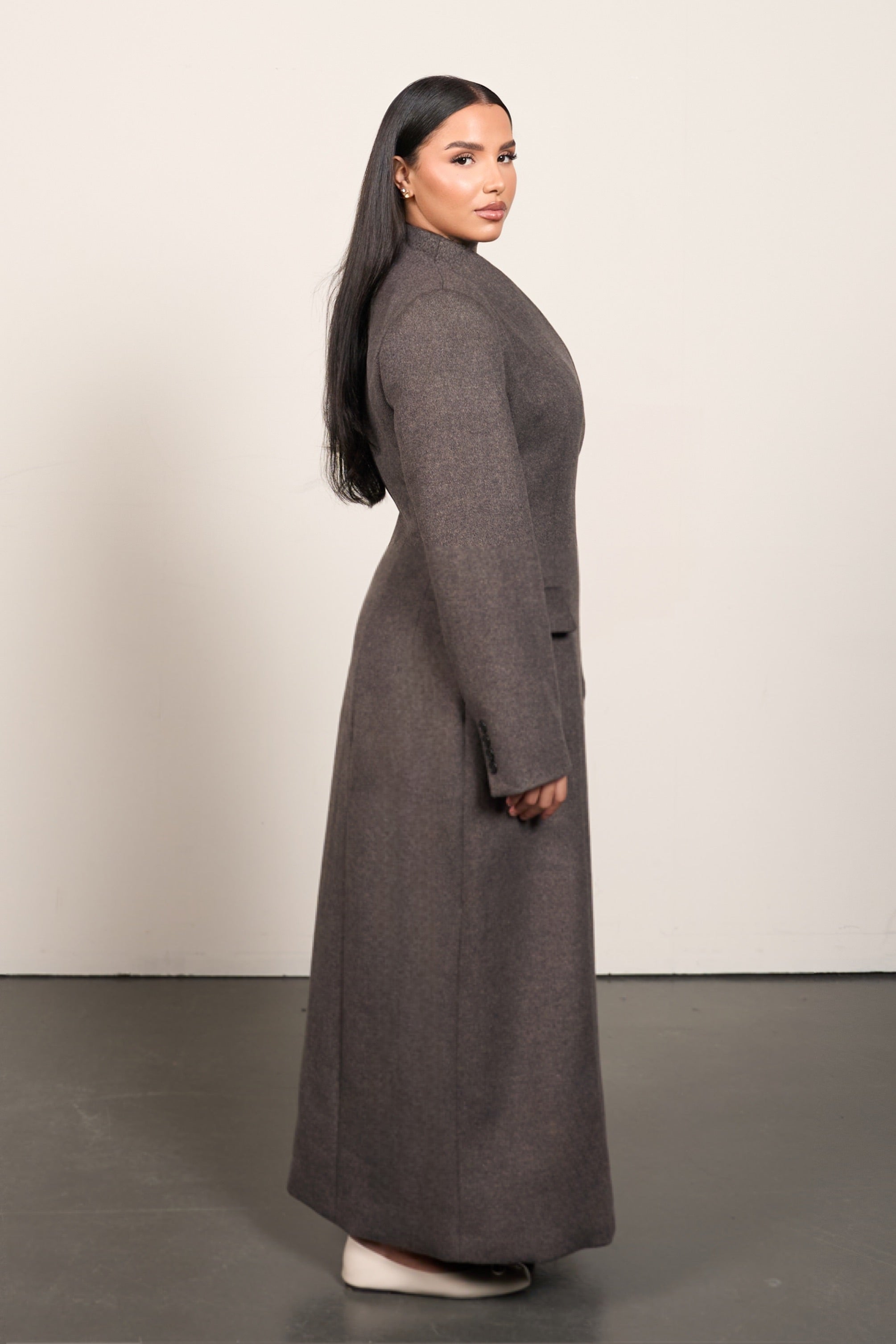 Wool Blend Waist Coat - Taupe