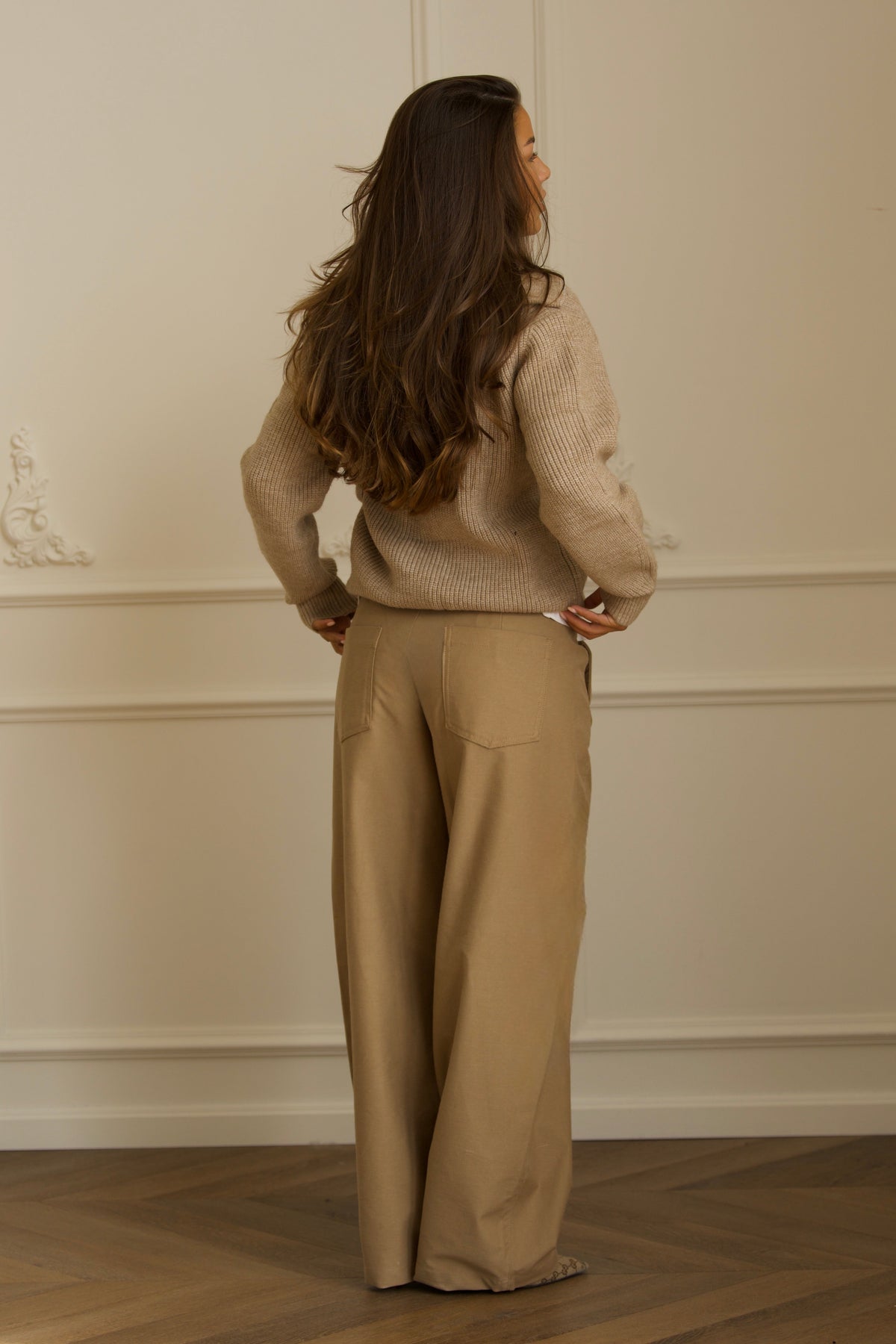 Zip Knit Sweater - Beige