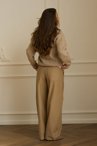 Zip Knit Sweater - Beige