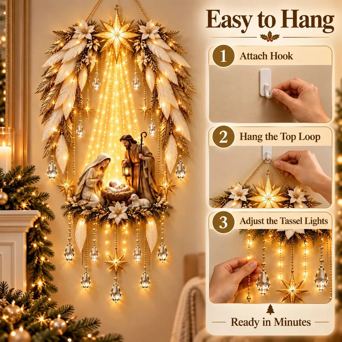 Angel Wings Nativity Wall Light