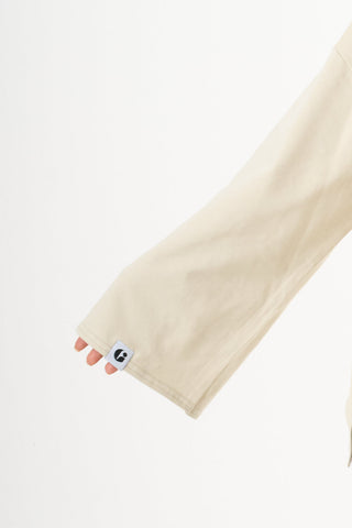 Oversized Long-sleeved T-shirt - Beige