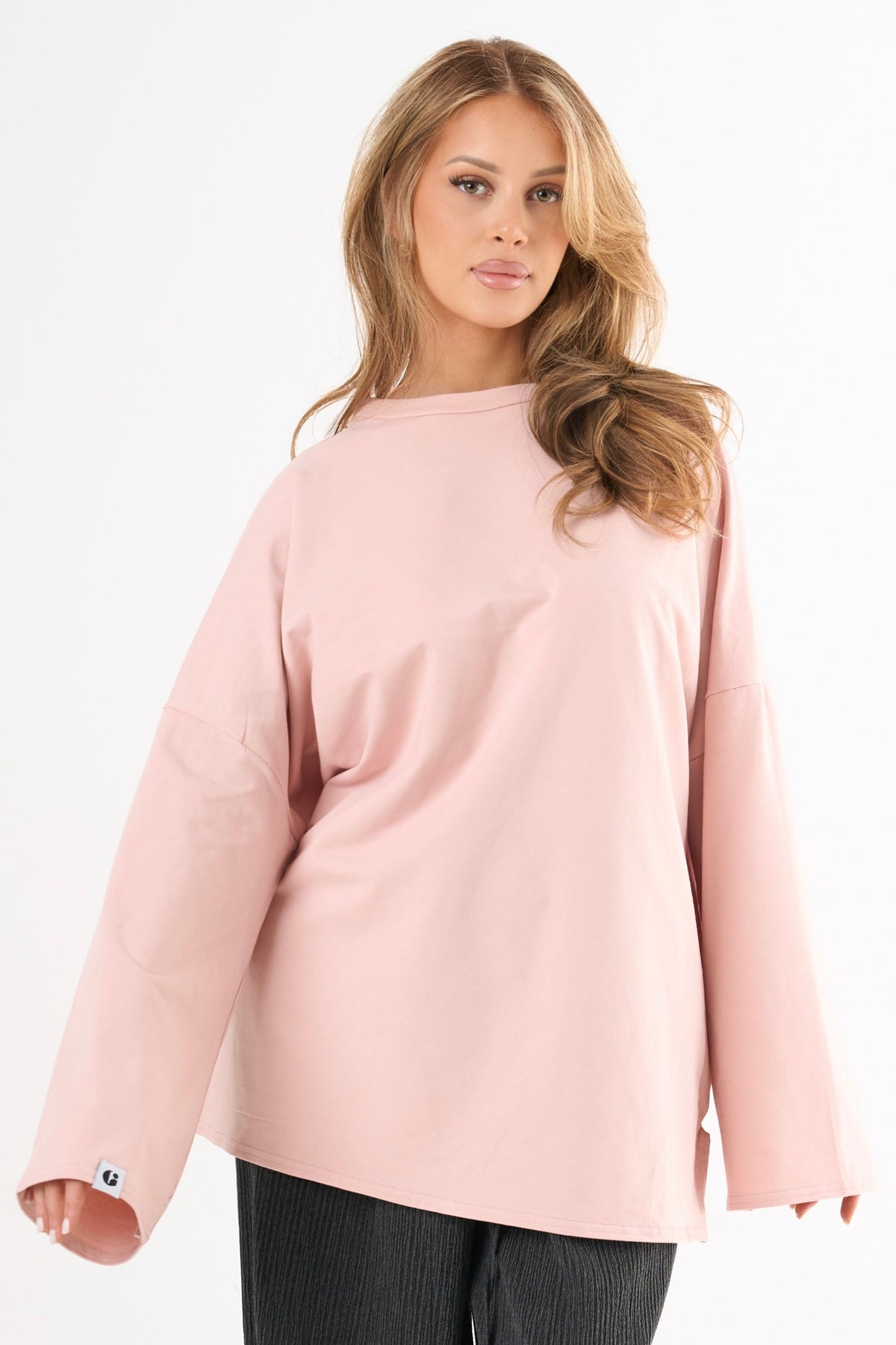 Oversized Long-sleeved T-shirt - Pink