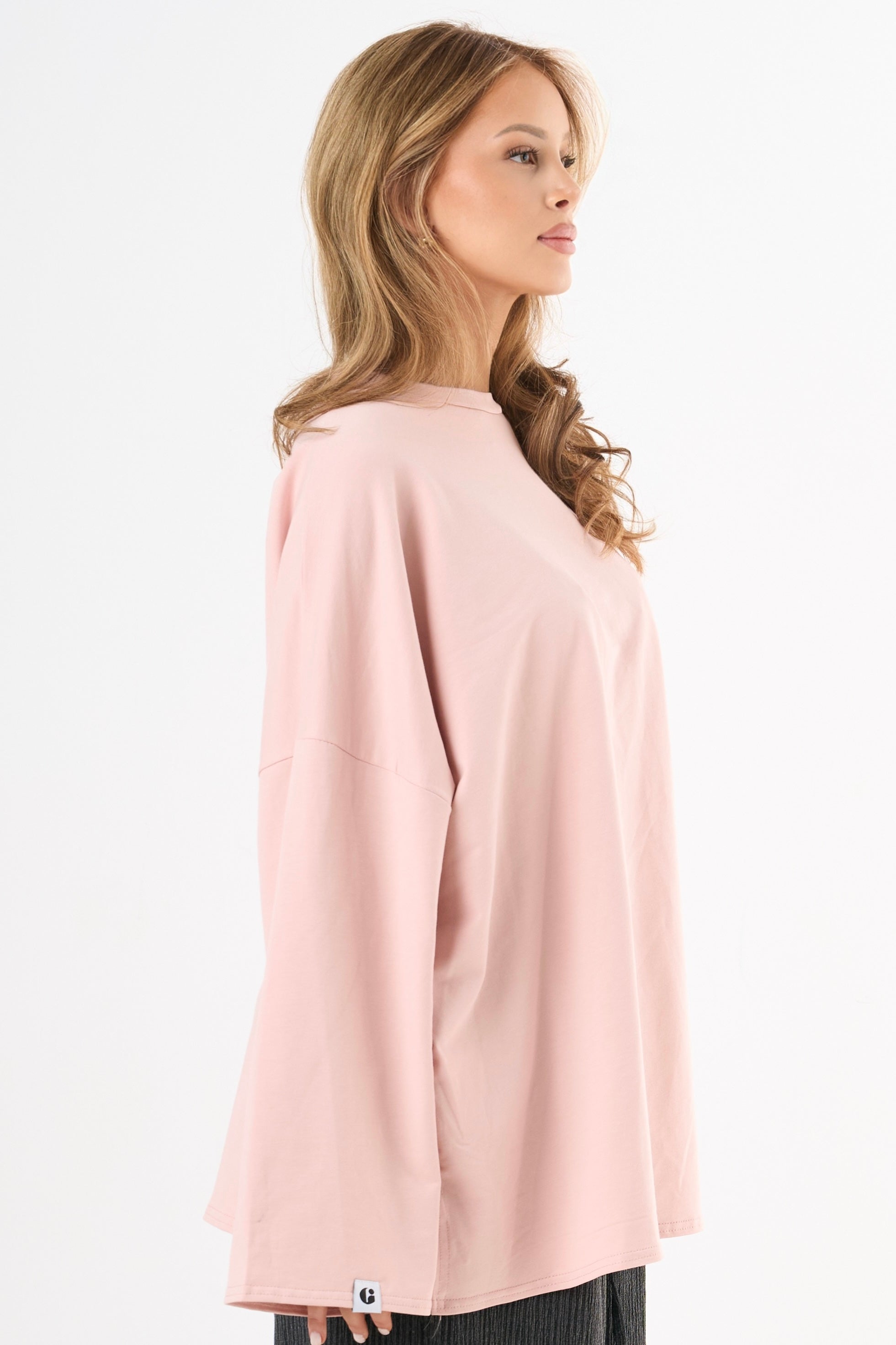 Oversized Long-sleeved T-shirt - Pink